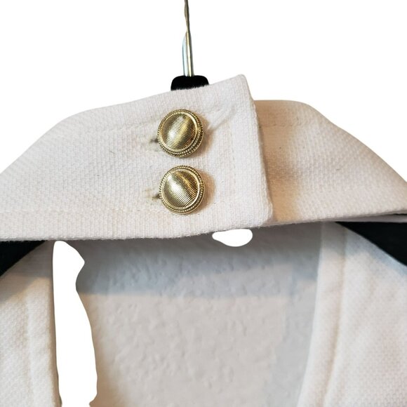 Rosetta Getty White Cotton Linen Button Criss Cross Halter Top Gold Buttons Chic - Picture 10 of 13